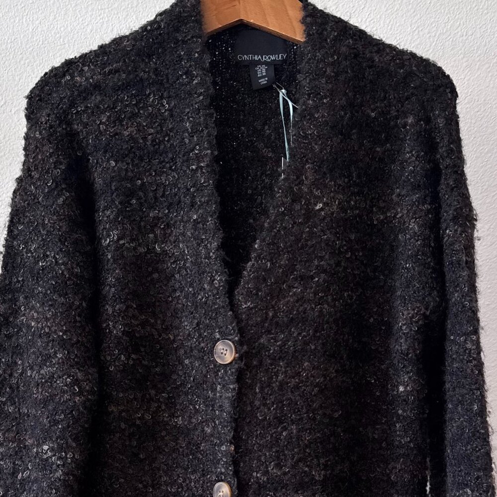 Cynthia Rowley Long Sleeve Oversized Soft Cardigan Sweater Brown Black Size XS
